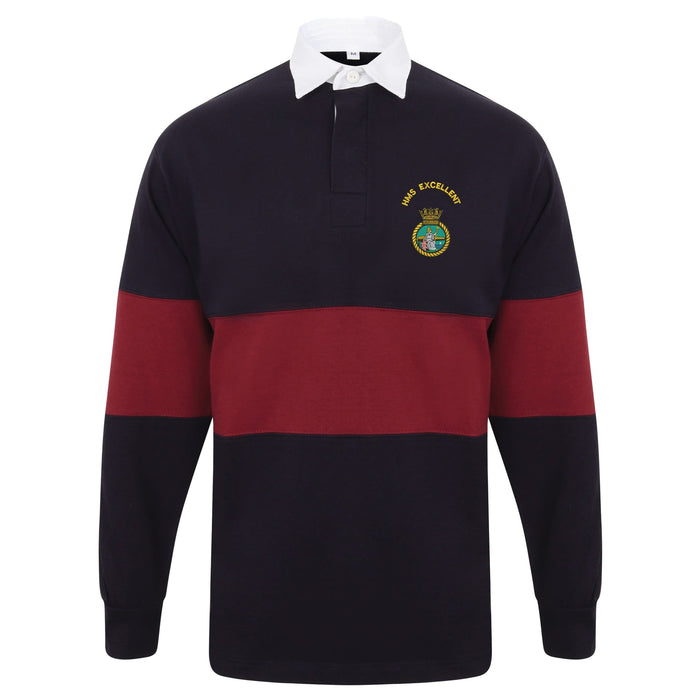 HMS Excellent Long Sleeve Panelled Rugby Shirt