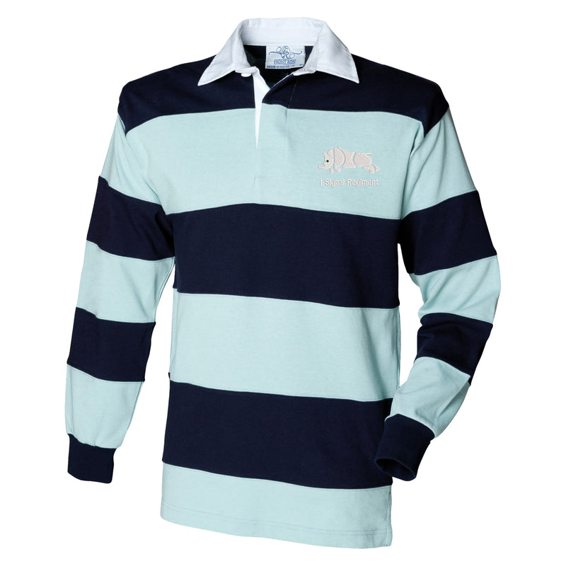 1 Signal Regiment Front Row Sewn Stripe Long Sleeve Rugby Shirt
