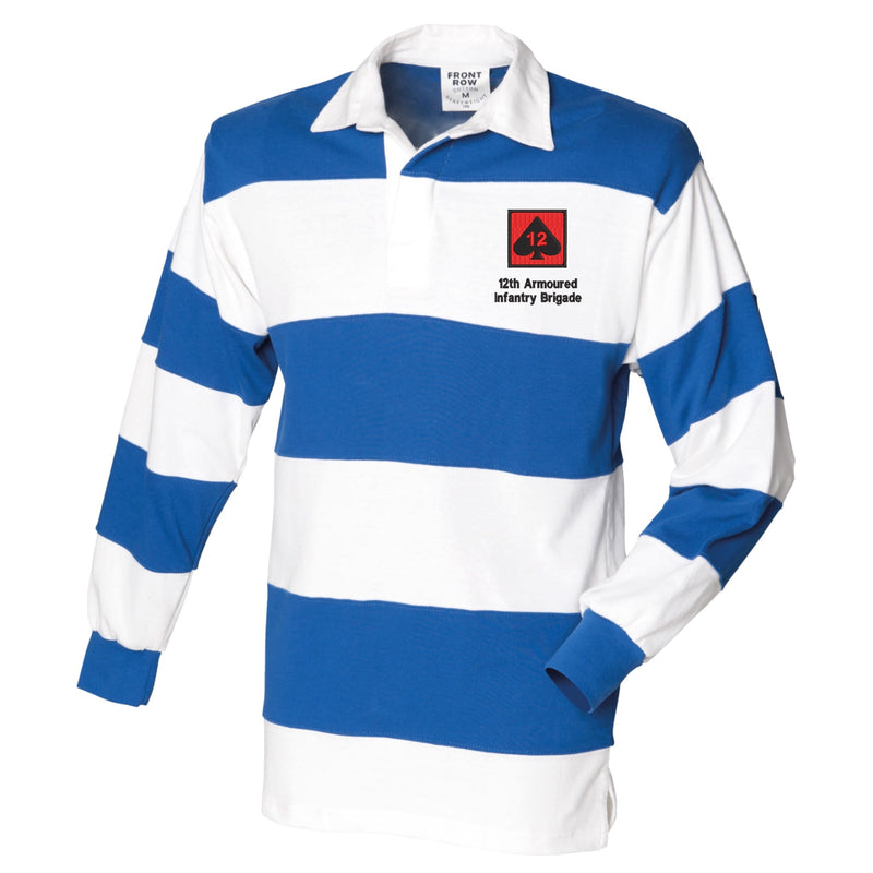 12th Armoured Infantry Brigade Front Row Sewn Stripe Long Sleeve Rugby Shirt