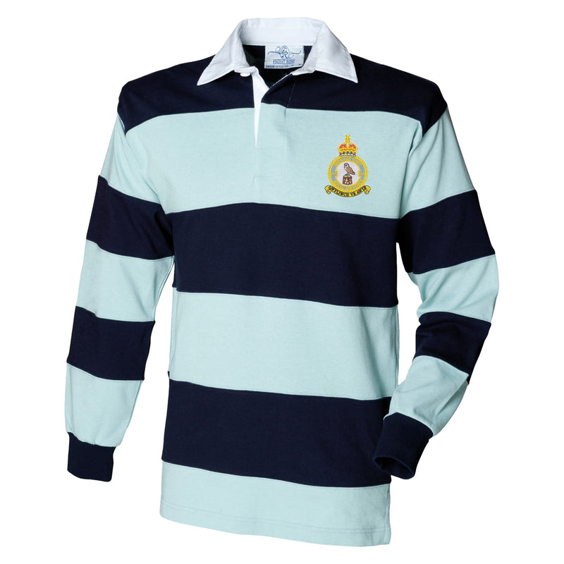 144 Signals Unit - RAF Front Row Sewn Stripe Long Sleeve Rugby Shirt