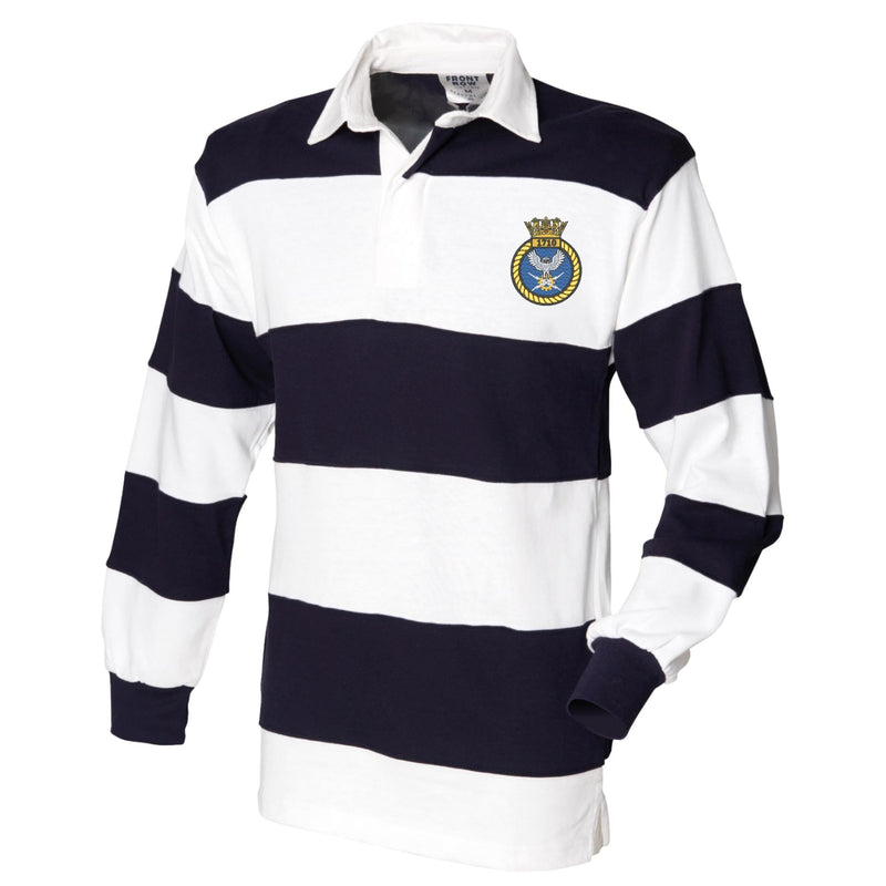 1710 Naval Air Squadron Front Row Sewn Stripe Long Sleeve Rugby Shirt