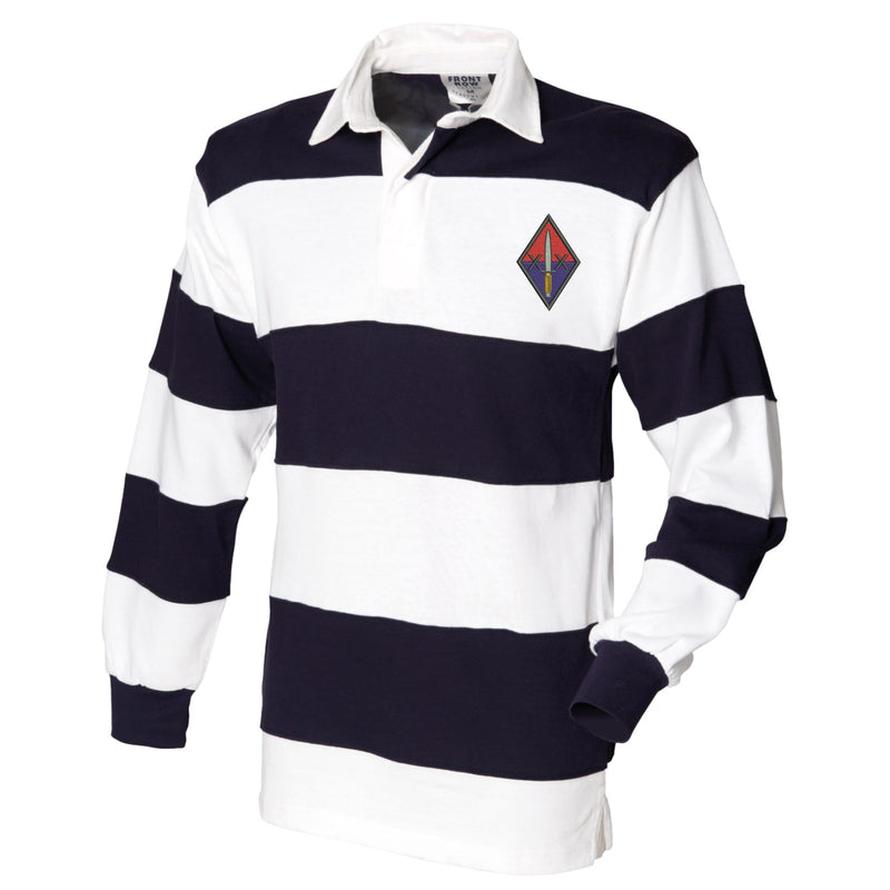 20 Battery Royal Artillery Front Row Sewn Stripe Long Sleeve Rugby Shirt