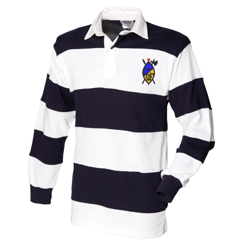 216 (Tynemouth) Transport Squadron RLC Front Row Sewn Stripe Long Sleeve Rugby Shirt