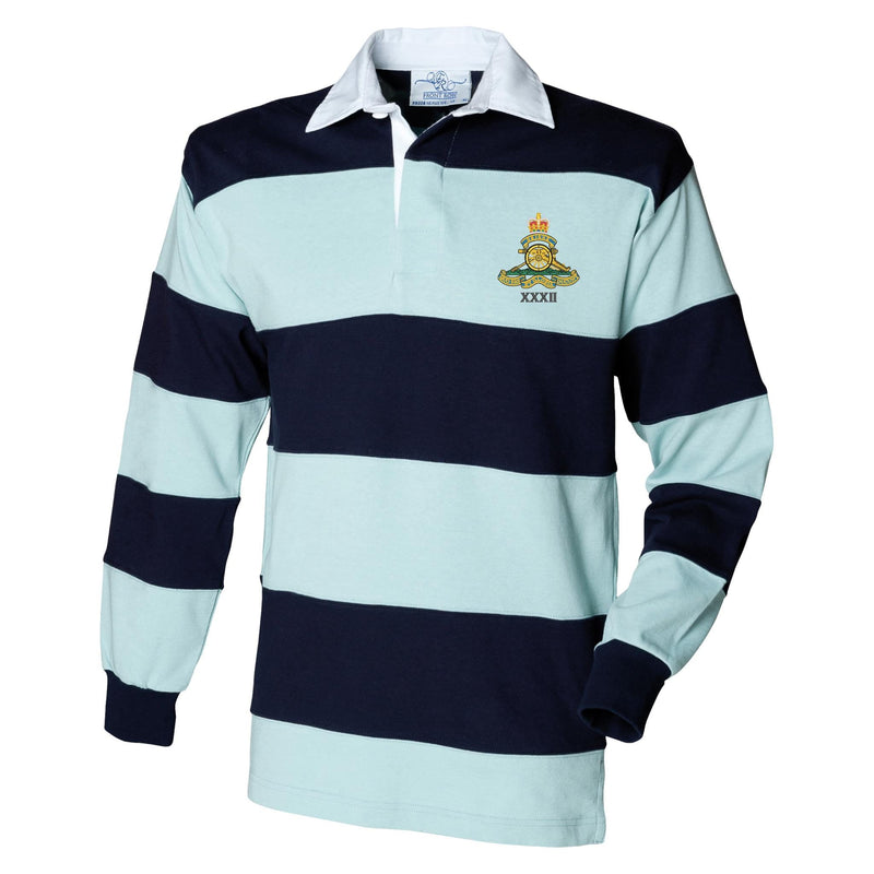 32nd Regiment Royal Artillery Front Row Sewn Stripe Long Sleeve Rugby Shirt