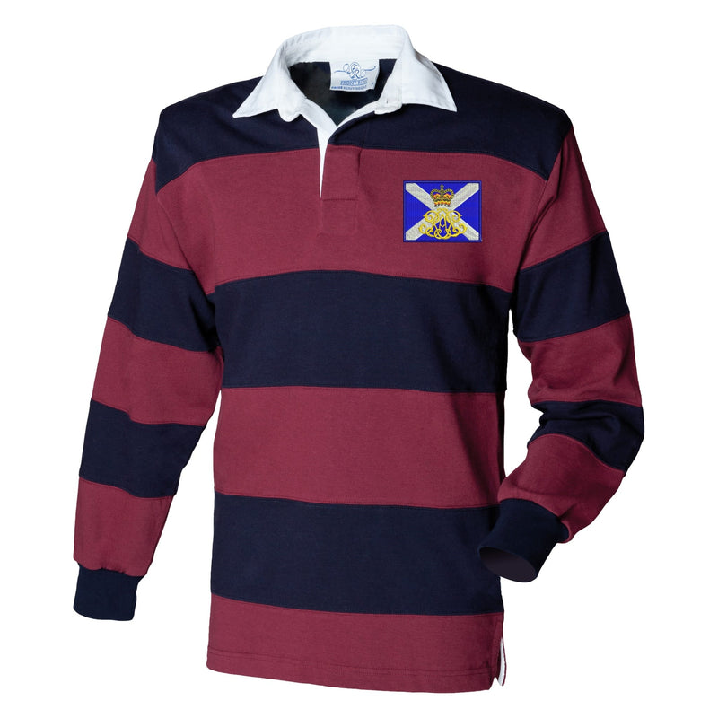40th Regiment Royal Artillery - The Lowland Gunners Front Row Sewn Stripe Long Sleeve Rugby Shirt