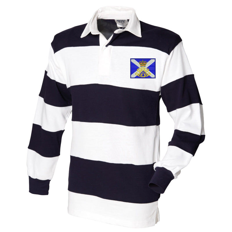 40th Regiment Royal Artillery - The Lowland Gunners Front Row Sewn Stripe Long Sleeve Rugby Shirt