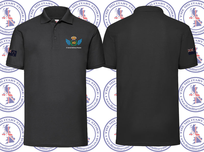 51 Aerial Delivery Platoon Polo Shirt (Inc. Sleeve Emb.) - Black