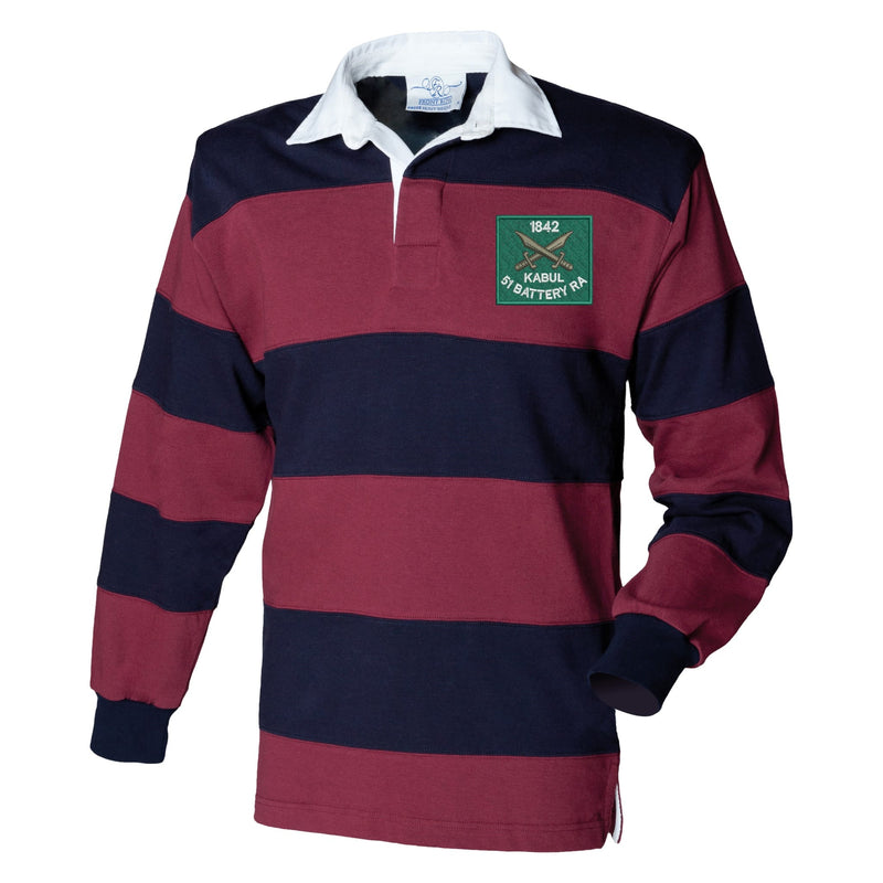 51 Battery Royal Artillery Front Row Sewn Stripe Long Sleeve Rugby Shirt
