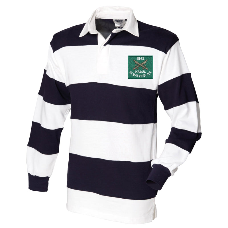 51 Battery Royal Artillery Front Row Sewn Stripe Long Sleeve Rugby Shirt
