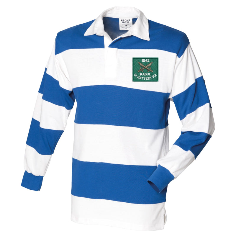51 Battery Royal Artillery Front Row Sewn Stripe Long Sleeve Rugby Shirt