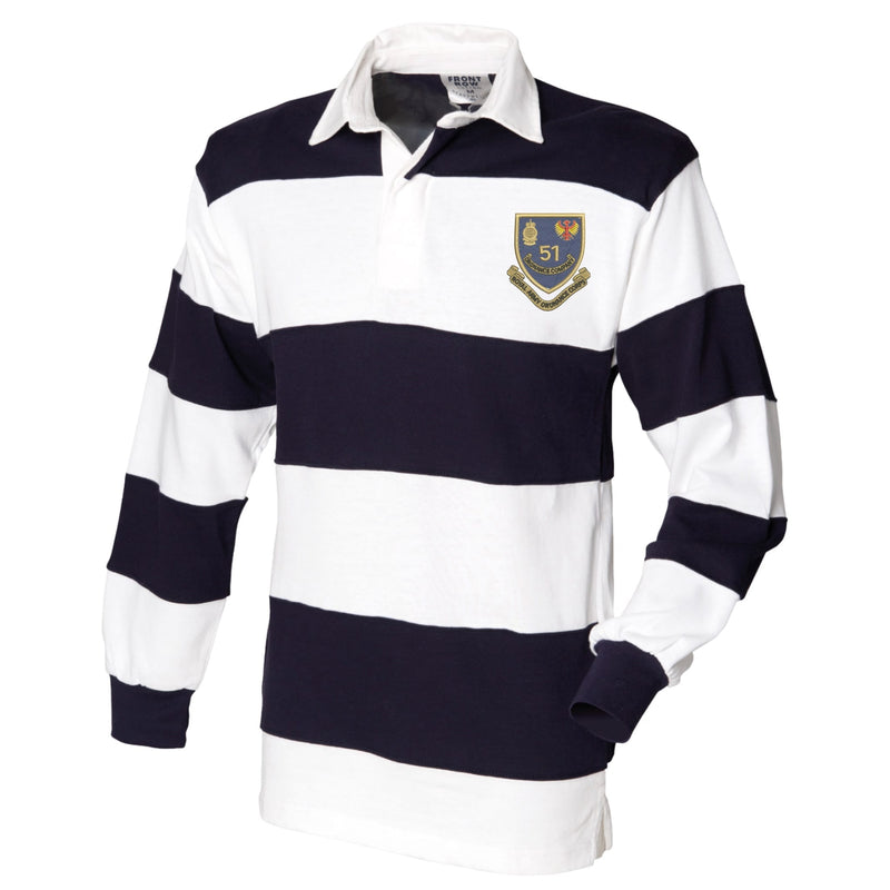 51 Ordnance Company - Royal Army Ordnance Corps Front Row Sewn Stripe Long Sleeve Rugby Shirt