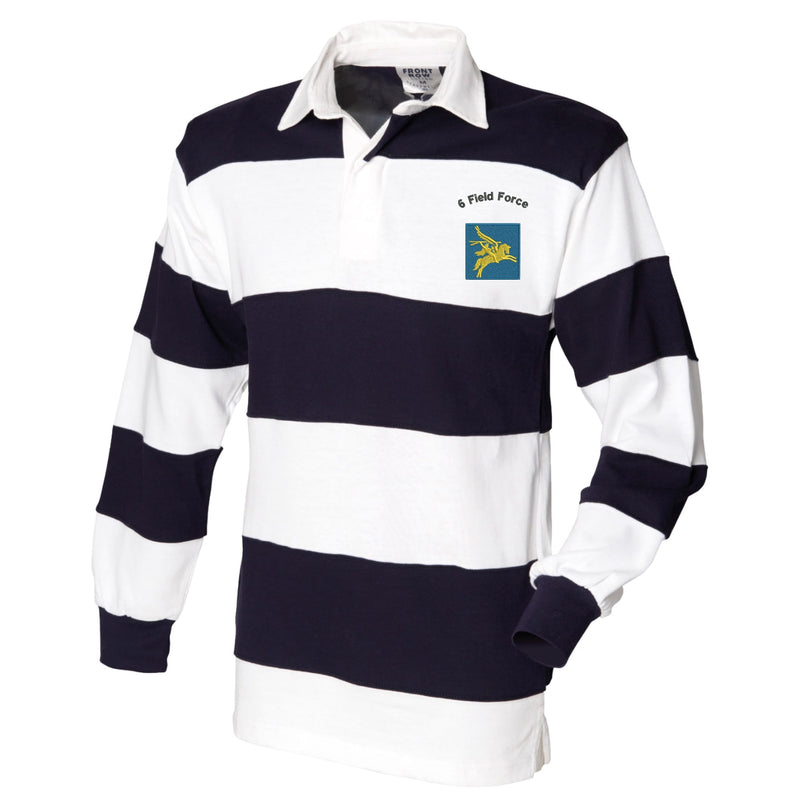 6 Field Force Front Row Sewn Stripe Long Sleeve Rugby Shirt