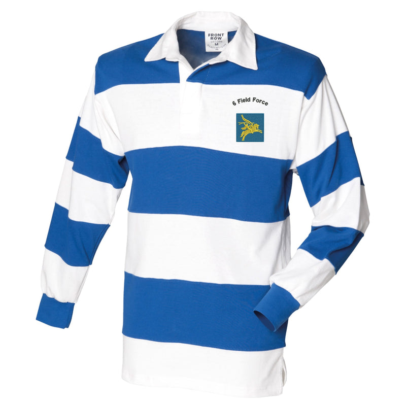 6 Field Force Front Row Sewn Stripe Long Sleeve Rugby Shirt