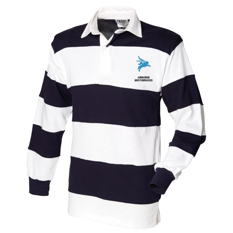 Airborne Brotherhood Front Row Sewn Stripe Long Sleeve Rugby Shirt