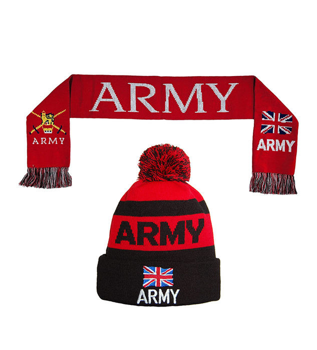 British Army Bobble Hat & Woven Scarf Bundle