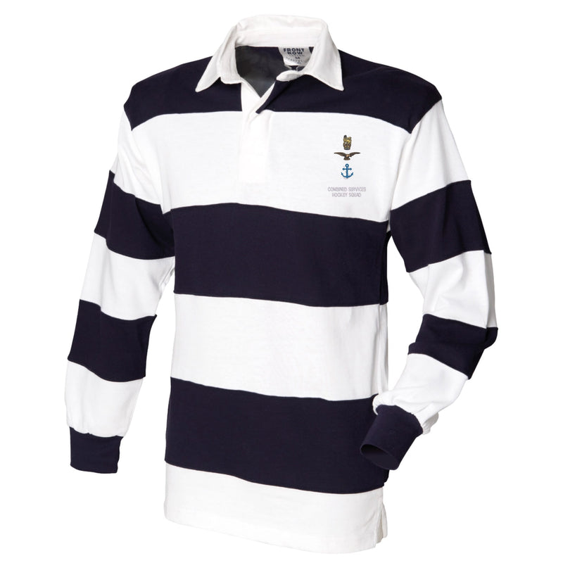 Combined Services Hockey Squad Front Row Sewn Stripe Long Sleeve Rugby Shirt
