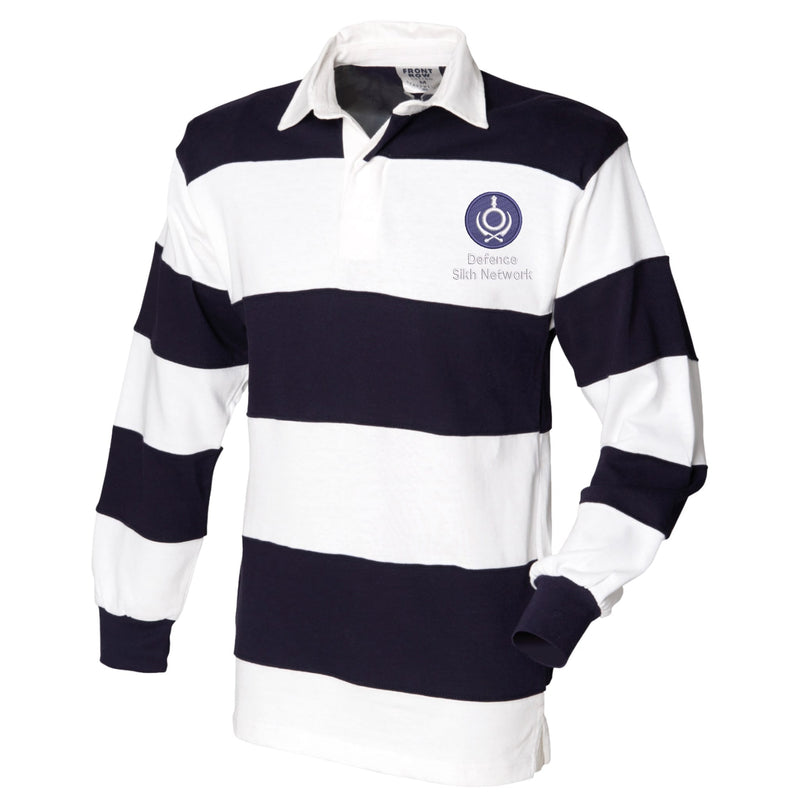 Defence Sikh Network Front Row Sewn Stripe Long Sleeve Rugby Shirt