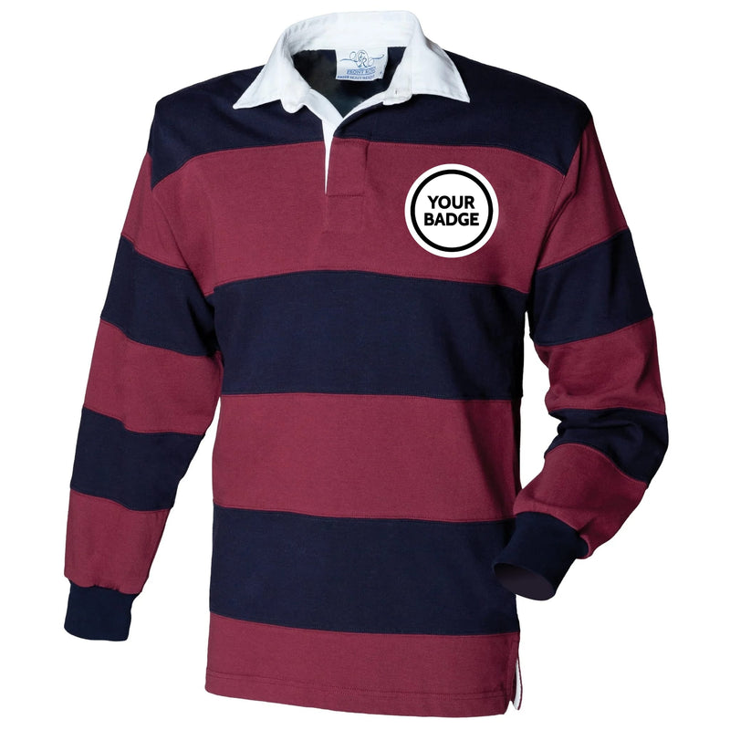 Sewn Stripe Long Sleeve Rugby Shirt - Choose Your Badge