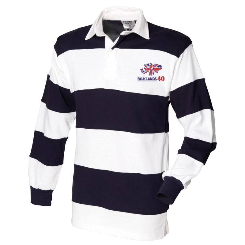 Falklands 40th Anniversary Front Row Sewn Stripe Long Sleeve Rugby Shirt