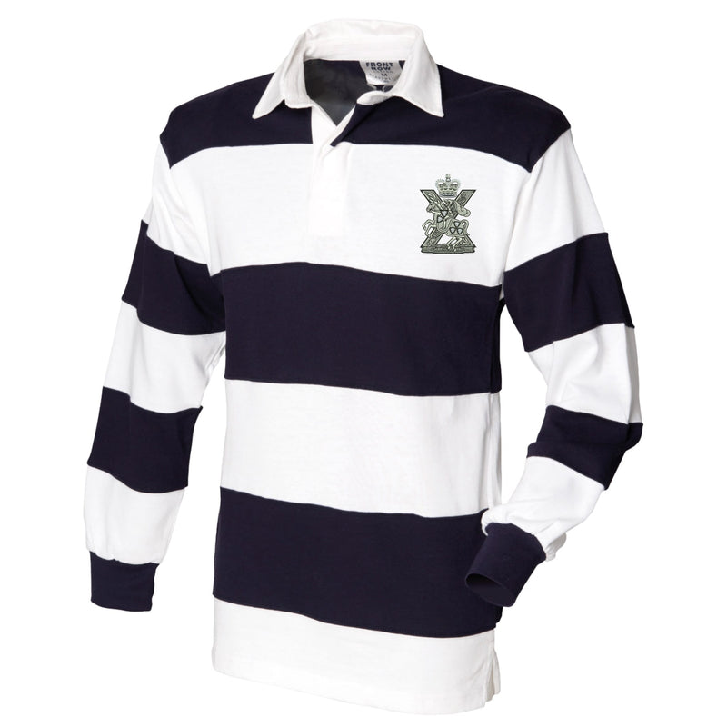 Fife and Forfar Yeomanry-Scottish Horse Front Row Sewn Stripe Long Sleeve Rugby Shirt