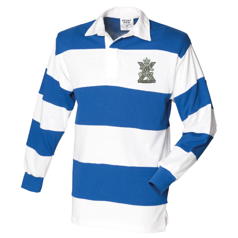 Fife and Forfar Yeomanry-Scottish Horse Front Row Sewn Stripe Long Sleeve Rugby Shirt