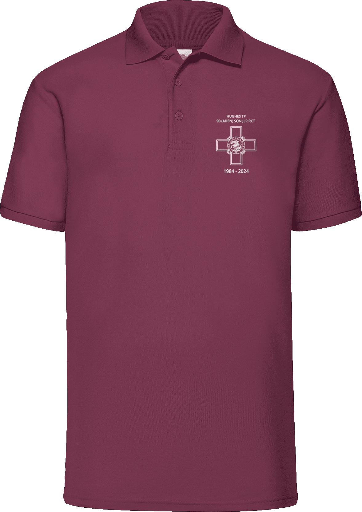 Hughes Troop 19842024 Printed Burgundy Polo Shirt — The Military Store