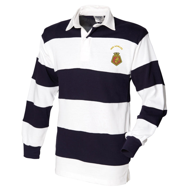 HMS Achilles Front Row Sewn Stripe Long Sleeve Rugby Shirt