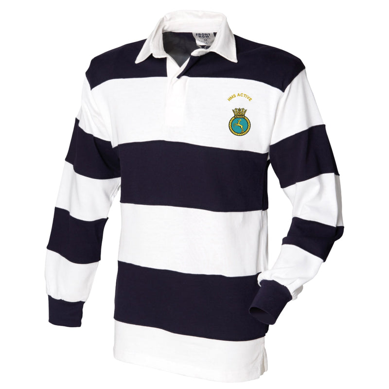 HMS Active Front Row Sewn Stripe Long Sleeve Rugby Shirt
