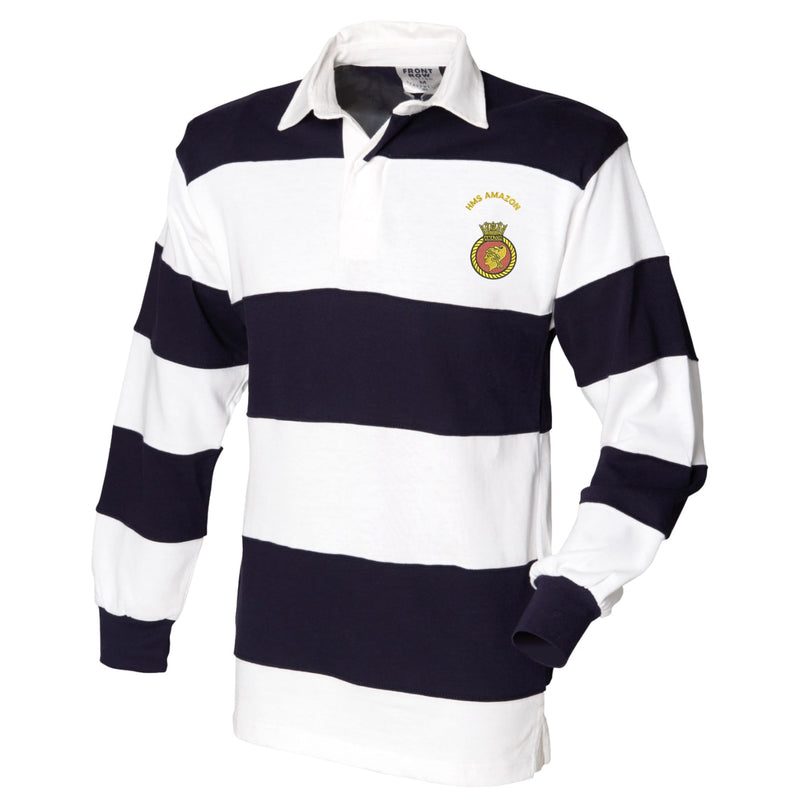 HMS Amazon Front Row Sewn Stripe Long Sleeve Rugby Shirt
