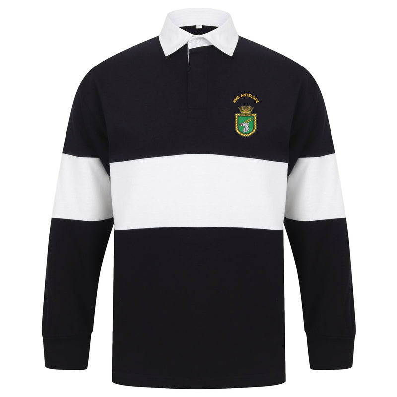 HMS Antelope Front Row Long Sleeve Panelled Rugby Shirt