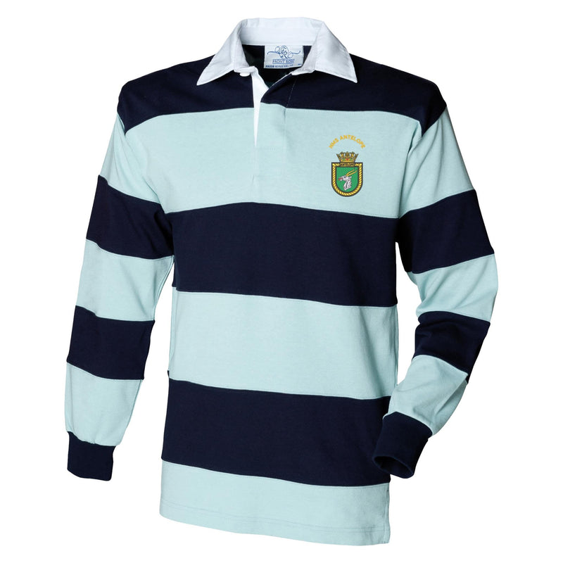 HMS Antelope Front Row Sewn Stripe Long Sleeve Rugby Shirt