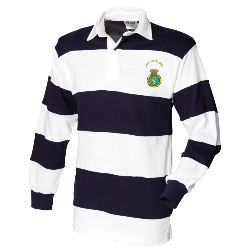 HMS Antelope Front Row Sewn Stripe Long Sleeve Rugby Shirt