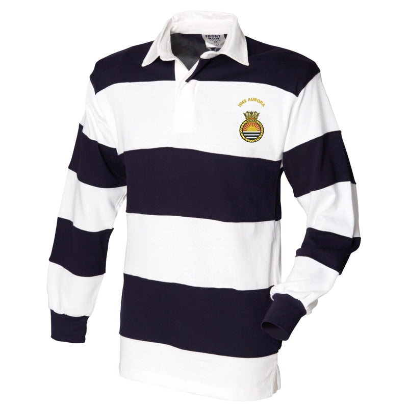 HMS Aurora Front Row Sewn Stripe Long Sleeve Rugby Shirt