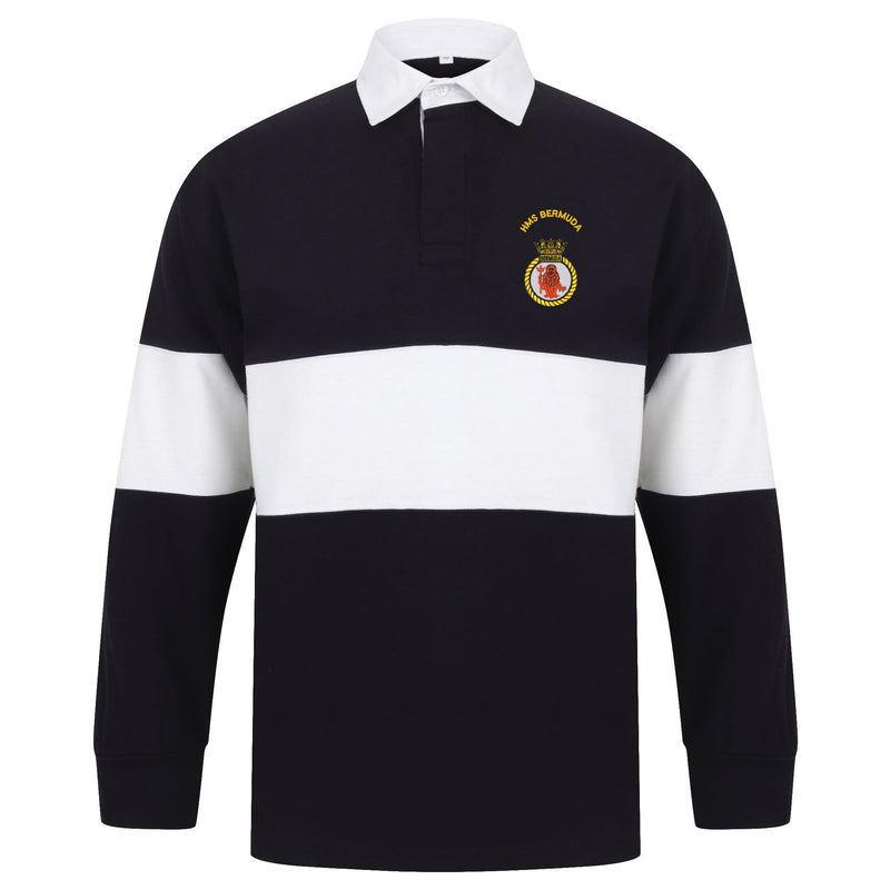 HMS Bermuda Front Row Long Sleeve Panelled Rugby Shirt
