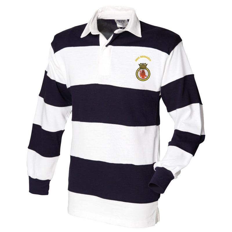 HMS Bermuda Front Row Sewn Stripe Long Sleeve Rugby Shirt