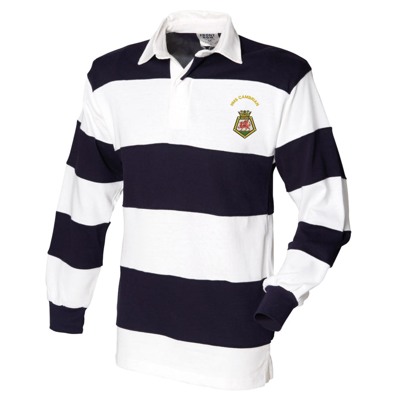 HMS Cambrian Front Row Sewn Stripe Long Sleeve Rugby Shirt
