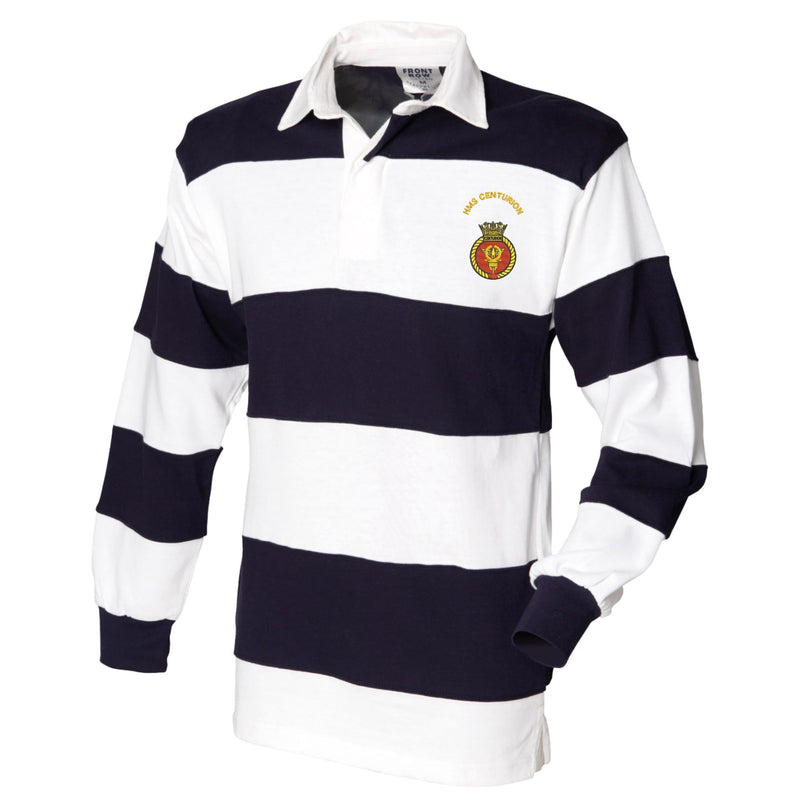 HMS Centurion Front Row Sewn Stripe Long Sleeve Rugby Shirt