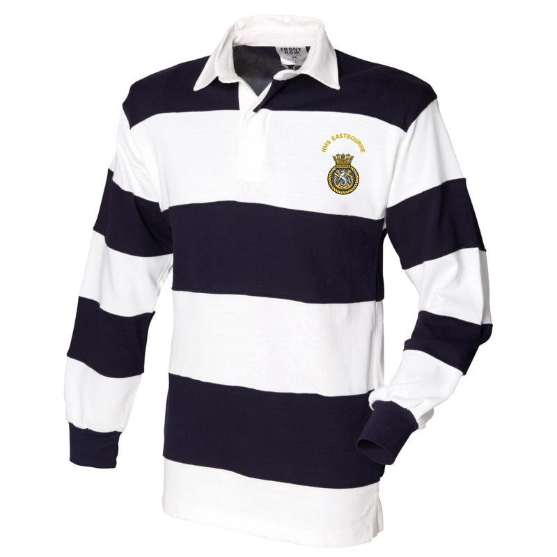 HMS Eastbourne Front Row Sewn Stripe Long Sleeve Rugby Shirt