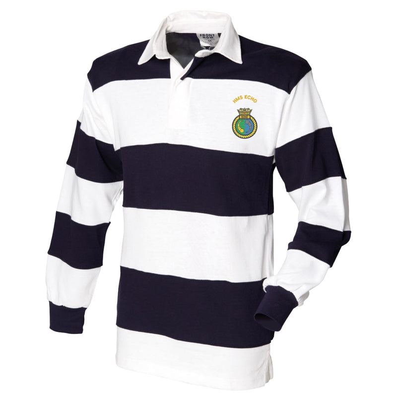 HMS Echo Front Row Sewn Stripe Long Sleeve Rugby Shirt