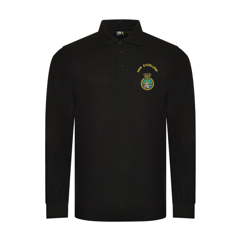 HMS Excellent Long Sleeve Polo Shirt