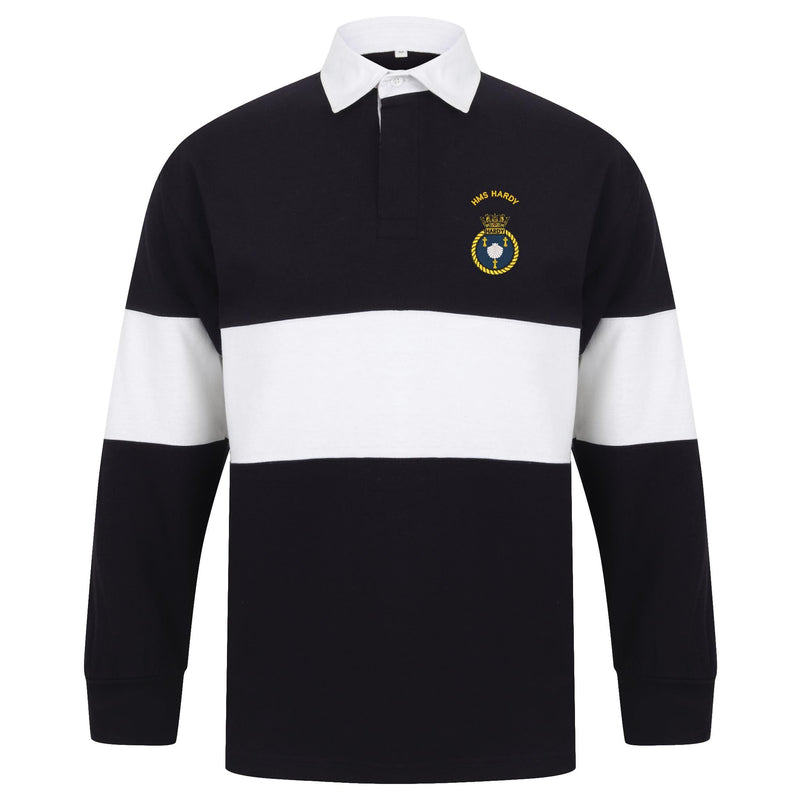 HMS Hardy Front Row Long Sleeve Panelled Rugby Shirt