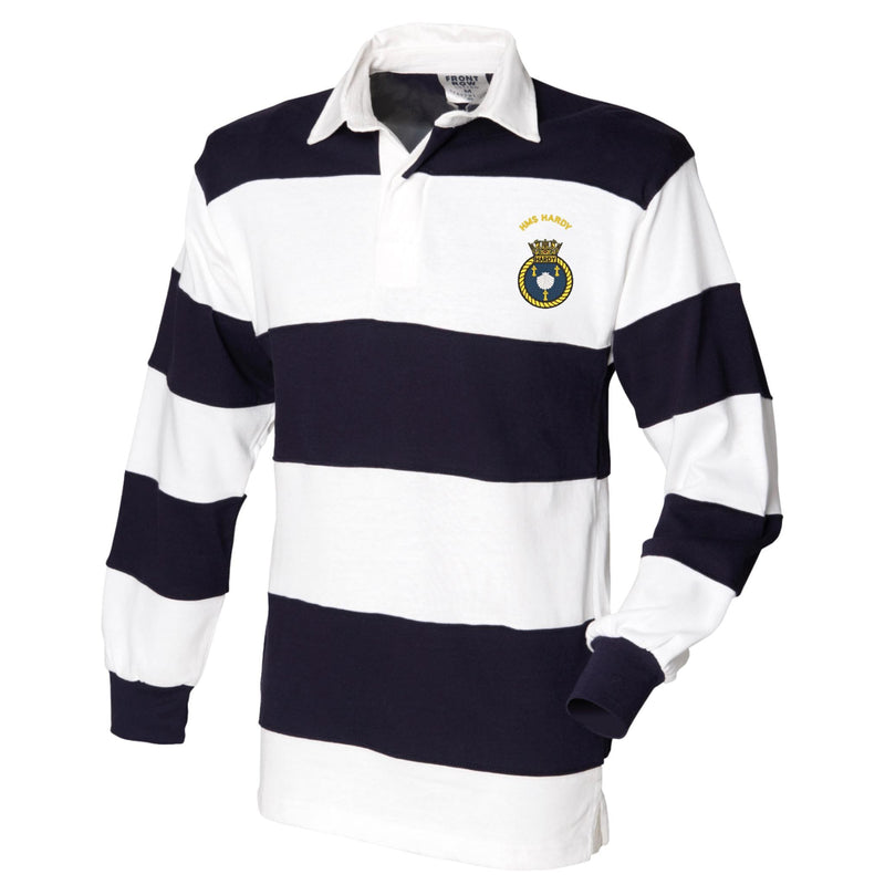 HMS Hardy Front Row Sewn Stripe Long Sleeve Rugby Shirt