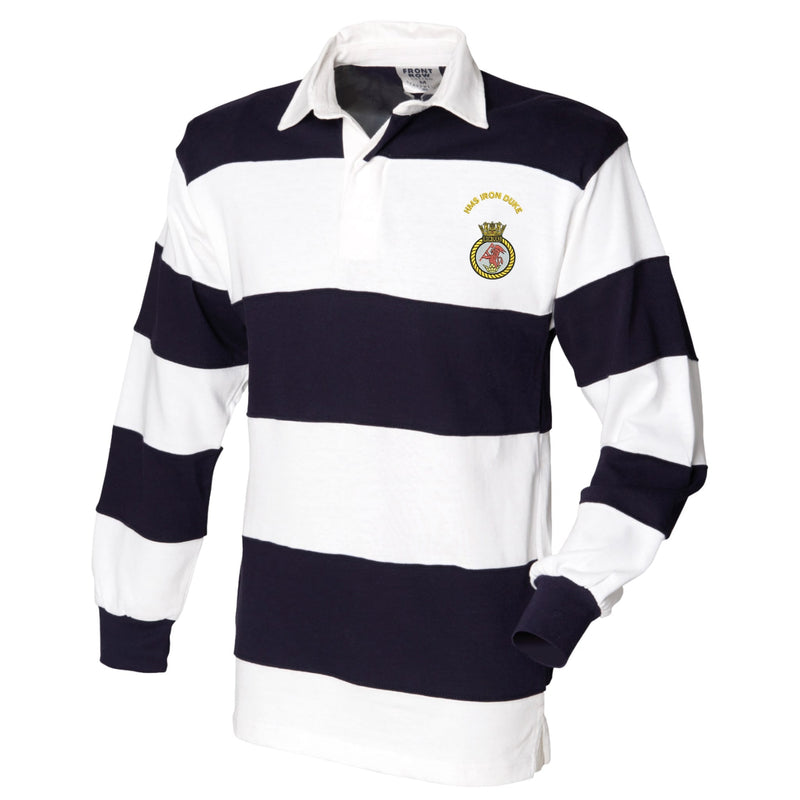 HMS Iron Duke Front Row Sewn Stripe Long Sleeve Rugby Shirt