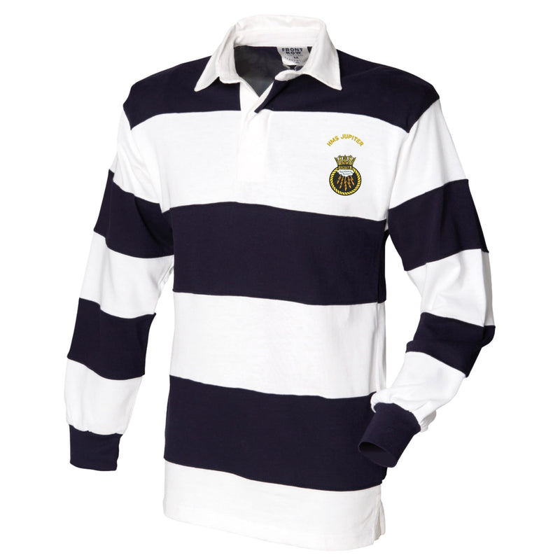 HMS Jupiter Front Row Sewn Stripe Long Sleeve Rugby Shirt