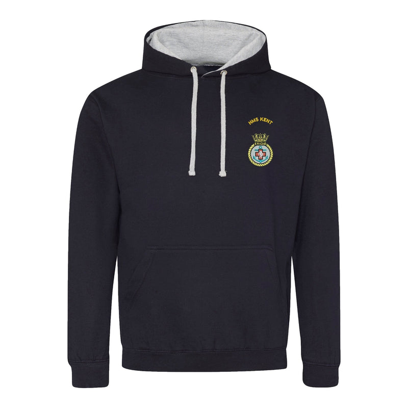 HMS Kent Varsity Contrast Hoodie