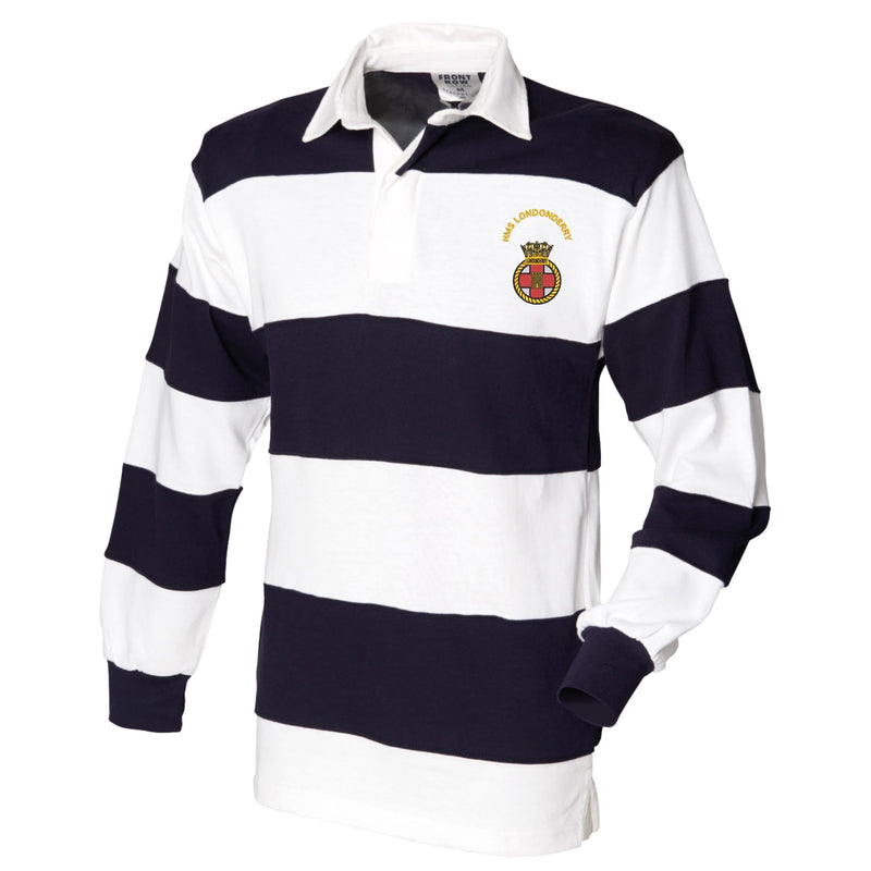 HMS Londonderry Front Row Sewn Stripe Long Sleeve Rugby Shirt