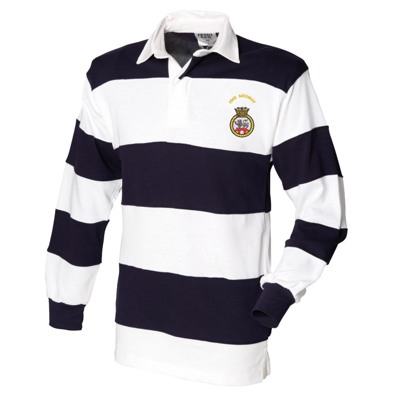 HMS Medway Front Row Sewn Stripe Long Sleeve Rugby Shirt