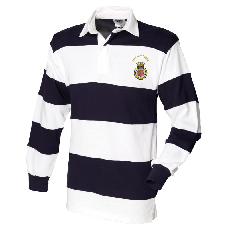 HMS Montrose Front Row Sewn Stripe Long Sleeve Rugby Shirt