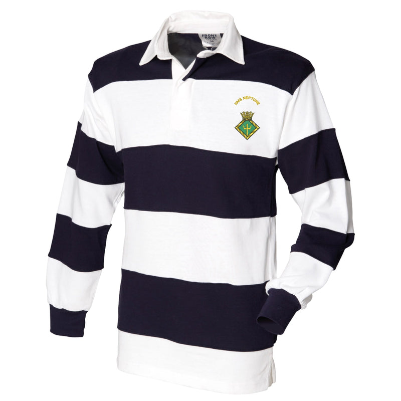 HMS Neptune Front Row Sewn Stripe Long Sleeve Rugby Shirt