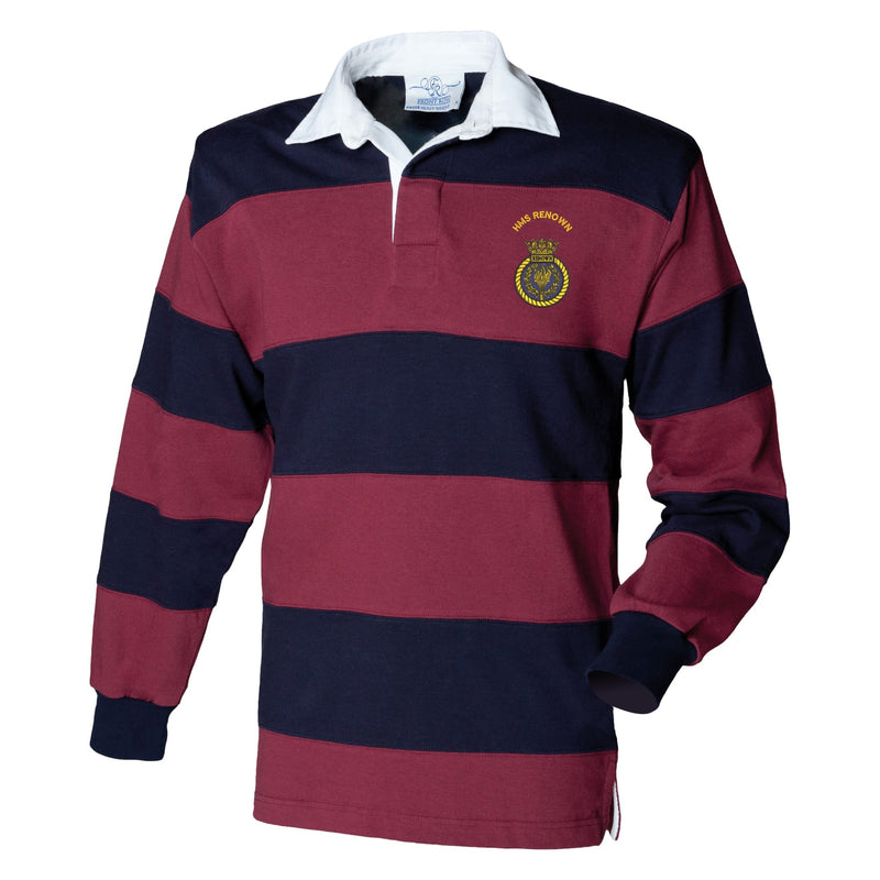 HMS Renown Front Row Sewn Stripe Long Sleeve Rugby Shirt